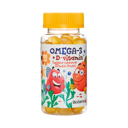 Omega-3 fish oil for children with Vitamin D3, E and K, 100 chewable capsules