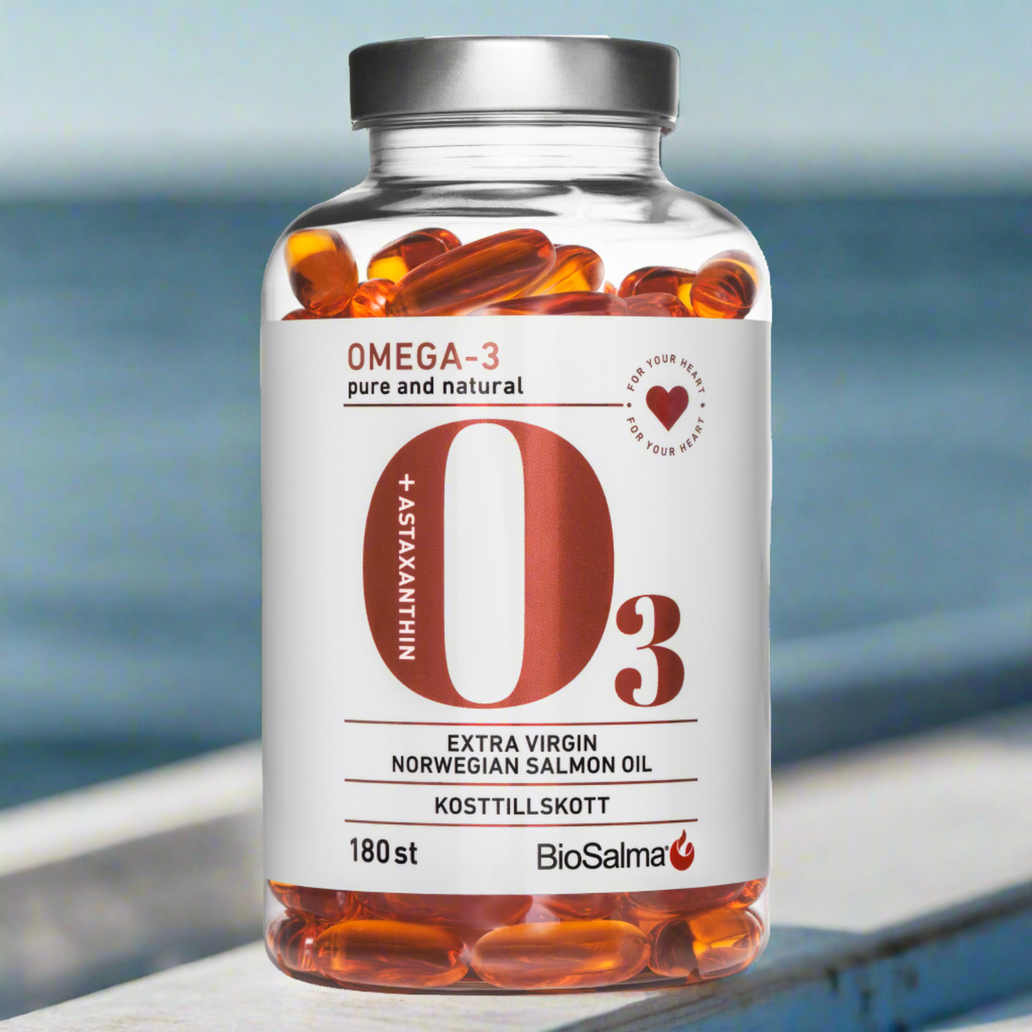 Pure salmon fish oil Omega-3, 180 capsules